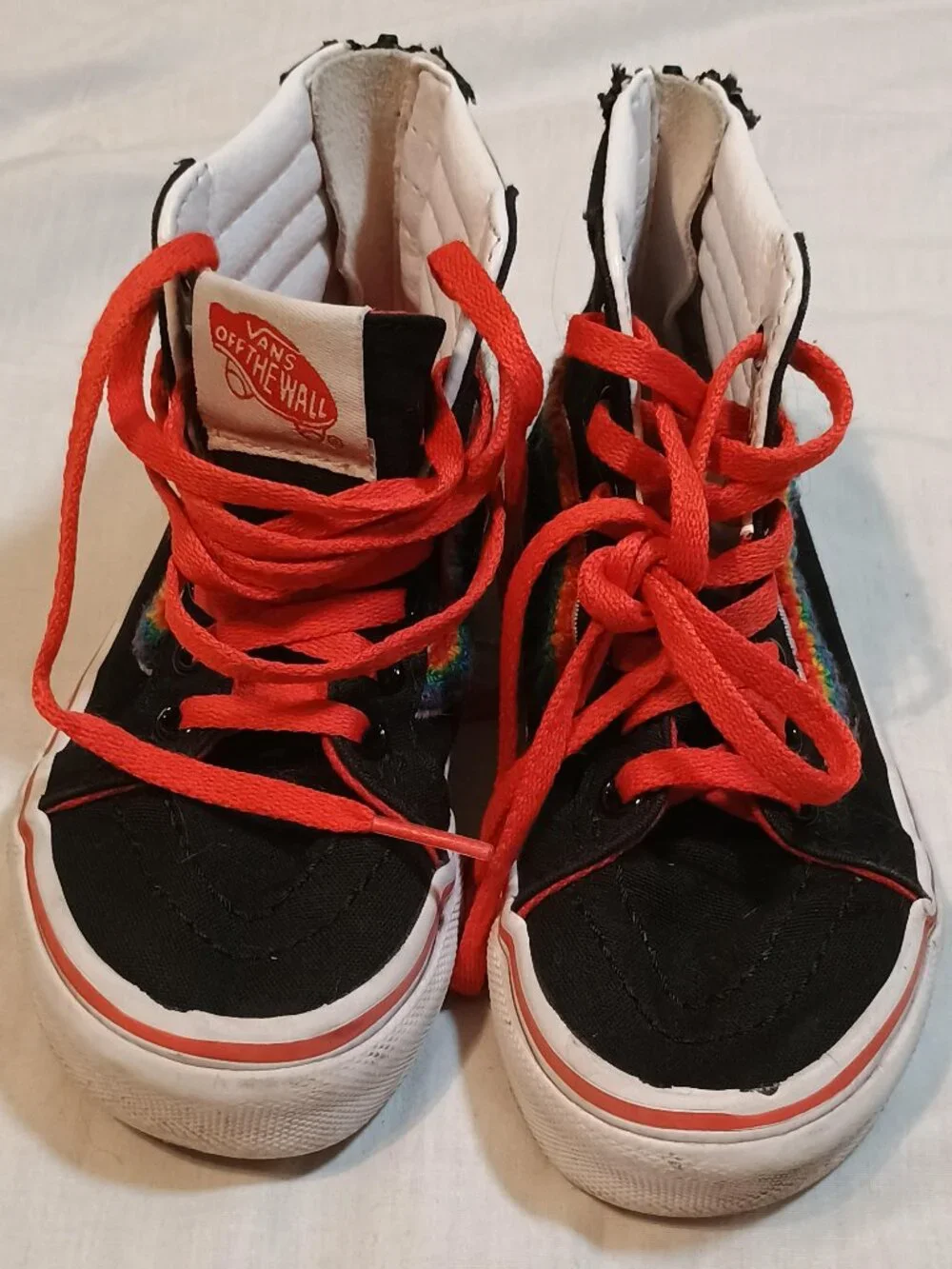Vans/SK8 Hi Zip Sneakers/Kids 11/Black Rainbow Chenille Stripe High Top Zipper S - Picture 7 of 8
